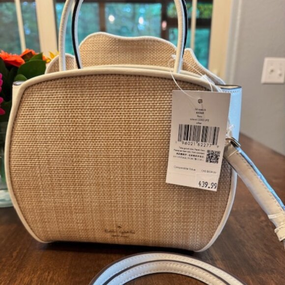 Kate Spade Flora 3D Rose Straw Crossbody KK969 NWT $449 - Picture 2 of 8